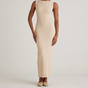 Quince Beige Ribbed Maxi Dress
